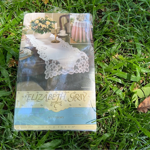 Vintage Battenburg Lace Lace Dresser Table Runner Coffee Table Elizabeth Gray - Picture 14 of 15